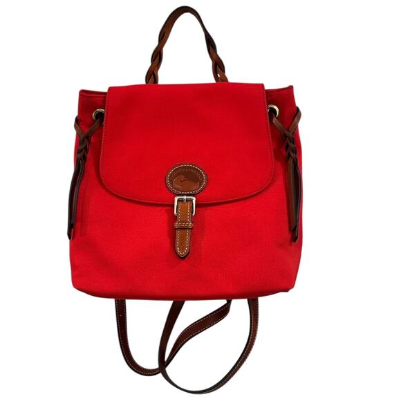 Dooney & Bourke Nylon Flap Backpack In Red - Picture 3 of 12